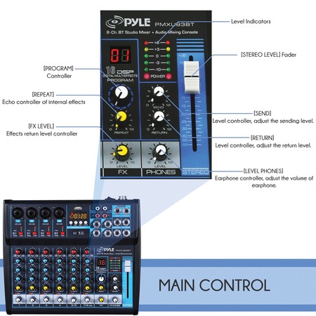 Pyle Bluetooth Studio Mixer (8-Channel) PMXU83BT